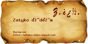 Zatyko Ádám névjegykártya