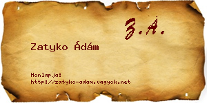 Zatyko Ádám névjegykártya